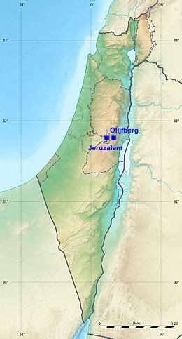 Kaart van Jeruzalem met de Olijfberg aangegeven