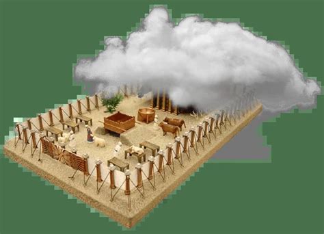 Illustratie van de Sjechina als een wolk boven de tabernakel