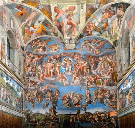 Fresco 'Het Laatste Oordeel' op de altaarwand van de Sixtijnse Kapel