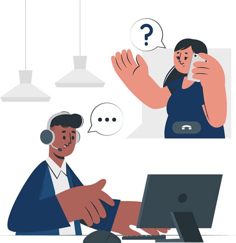 Illustratie van een klantenservice medewerker die een telefoon beantwoordt
