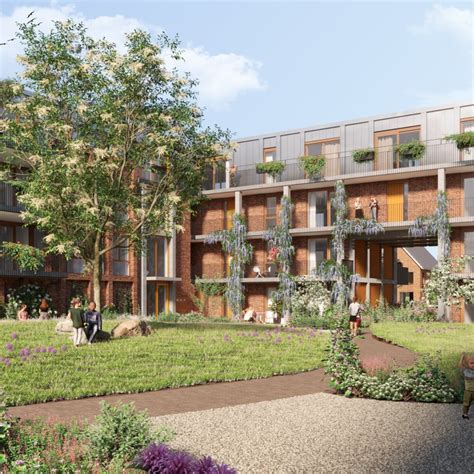 Plattegrond van De Dennengaarde met binnentuin en appartementen