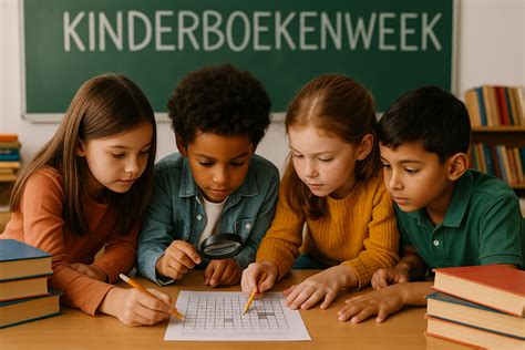 Vrolijke illustratie van kinderen die spelenderwijs leren over geloof