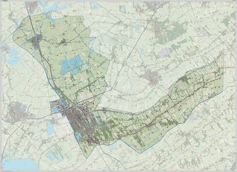 Kaart van de gemeente Heerenveen met omliggende dorpen