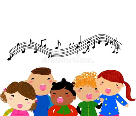 Illustratie van kinderen die zingen en dansen in een groep
