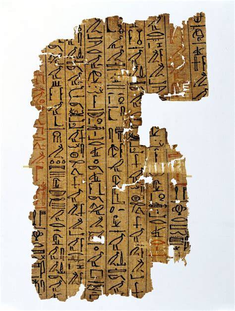 Een reconstructie van een antieke brief op papyrus.