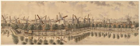 Illustratie van vroege molens in de Zaanstreek