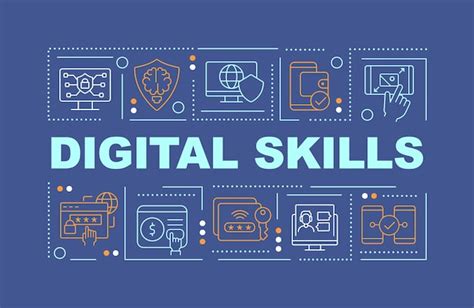 infographic met pictogrammen die digitale vaardigheden en computerondersteuning symboliseren