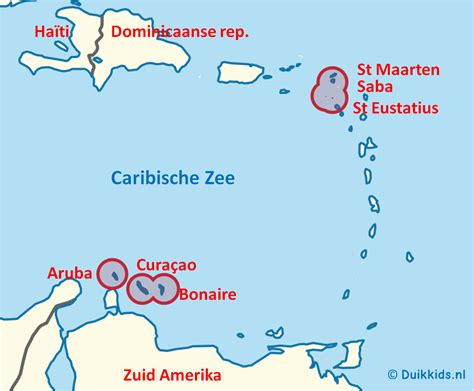 Kaart van de voormalige Nederlandse koloniën met focus op Suriname en de Antillen