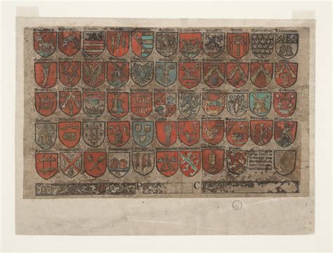 detail van een 17e-eeuwse cassettenzoldering met wapenschilden