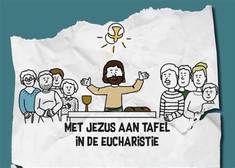 Illustratie van Jezus die aan tafel gaat met tollenaren en zondaars.