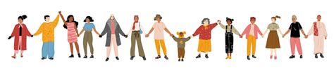 Een groep mensen die hand in hand staan, symbool voor verbondenheid en gemeenschap.