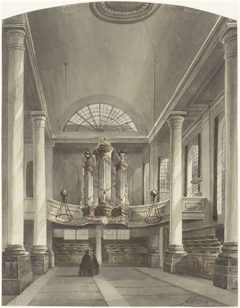 Interieurfoto van de Doopsgezinde Kerk, met de plafondschildering en een deel van de expositie van MW Goldjebloum.