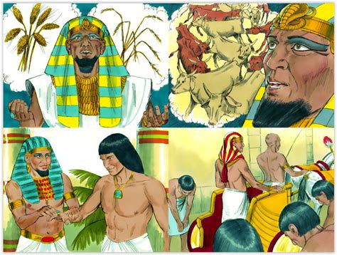 illustratie van Jozef die de droom van de farao uitlegt, of Jozef die zijn broers ontmoet in Egypte