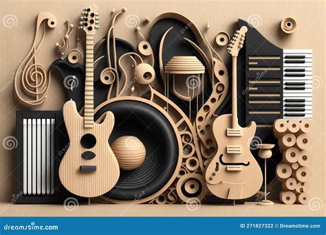 Illustratie van muziekinstrumenten in een kerkelijke setting