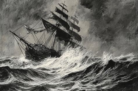 een schilderij van een schip op zee bij zonsopgang