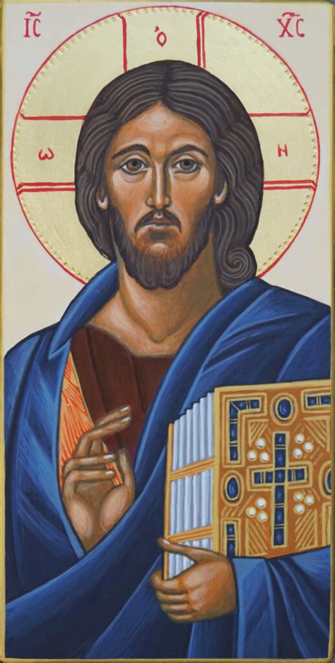 icoon van Christus Pantocrator met een geopend evangelieboek