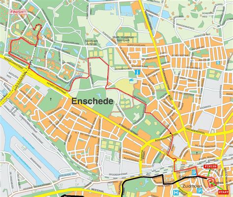 Kaart van Enschede met de locatie van de Bethelkerk gemarkeerd