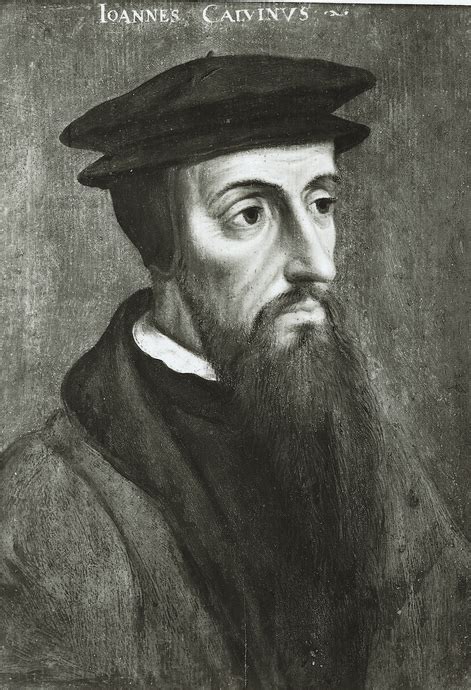 illustratie van Johannes Calvijn die preekt