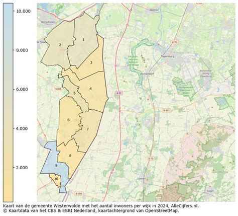 Informatieve kaart van de gemeente Westerwolde met Sellingen gemarkeerd