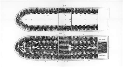 Illustratie van een slavenschip, symbool voor het thema van het boek.