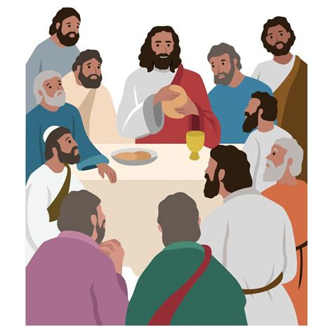 Illustratie van de opgestane Christus omringd door discipelen