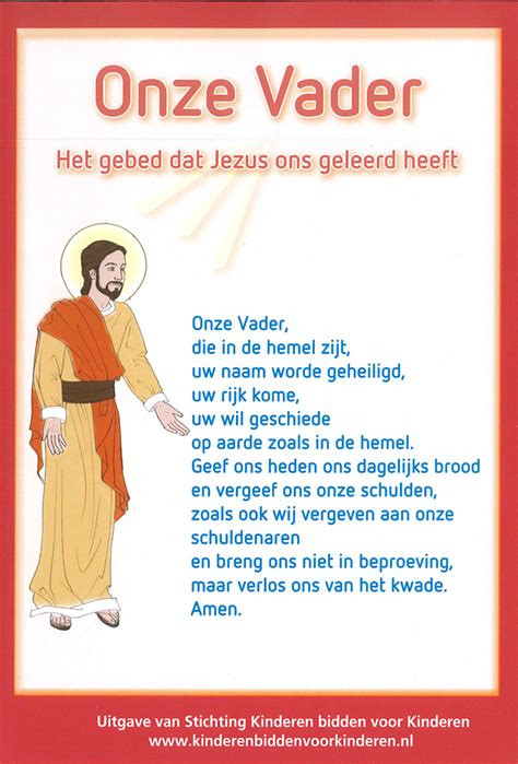 een infografiek die de verschillende delen van het Onze Vader symbolisch weergeeft