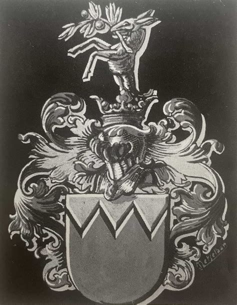 Familiewapen van de familie Grunelius, afgebeeld op de grafsteen in Muiderberg.