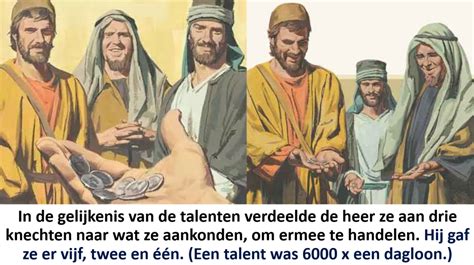 Schema met de gelijkenis van de talenten uit Mattheüs 25