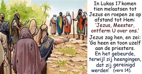 Illustratie van de tien melaatsen die genezen worden