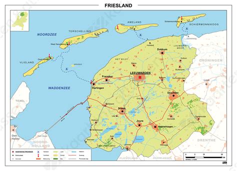 Kaart van Friesland met de locatie van Oosterbierum