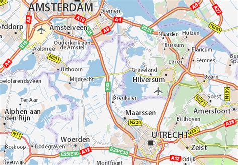 Kaart van de Vechtstreek met de ligging van Loenen aan de Vecht en omliggende dorpen en buitenplaatsen.