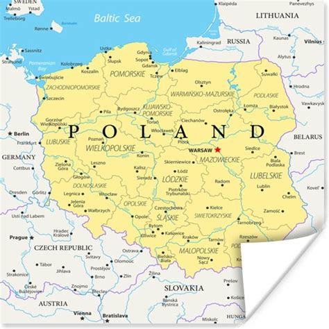 Kaart van Polen met de locatie van de ontmoeting gemarkeerd.