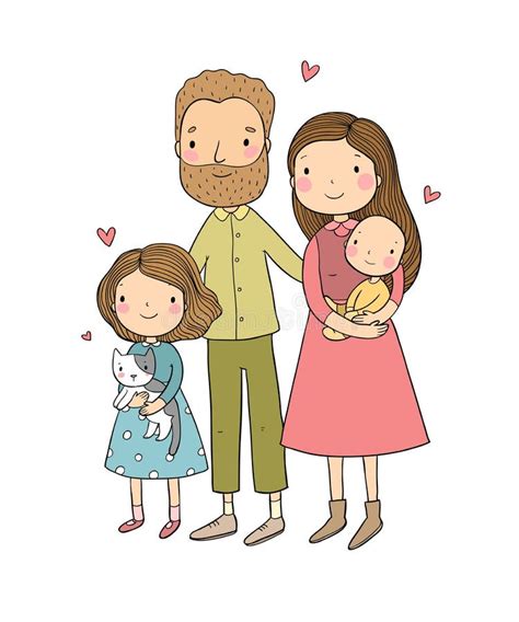 illustratie van een gezin met een baby