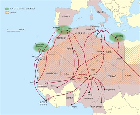 Historische kaart van de migratieroutes van mennonieten vanuit Europa naar Latijns-Amerika.