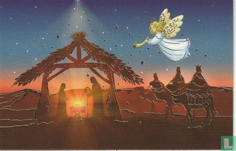 een artistieke weergave van de kerstkribbe met het kindje Jezus, omringd door symbolen van hoop en vrede