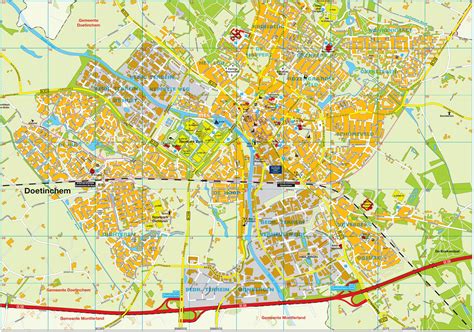 Plattegrond van de Protestantse gemeente Doetinchem met de Hofkerkgemeente als Wijk 2.