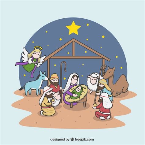 Illustratie van de kerststal
