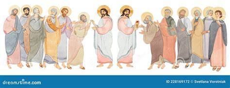 Illustratie van de apostelen voor het Sanhedrin