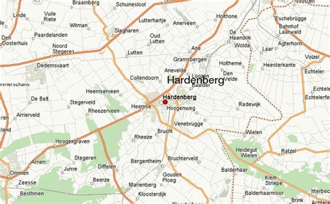 Kaart van de regio Hardenberg met daarop de locaties van de deelnemende kerken en gemeenten