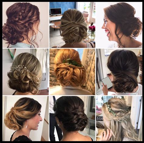 Een collage van verschillende dameskapsels, variërend van trendy snitten tot elegante bruidskapsels, gecreëerd door Briljant Hairstyling.