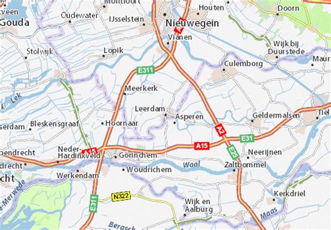 Historische kaart van Leerdam met de vestingwerken en de Lingedijk