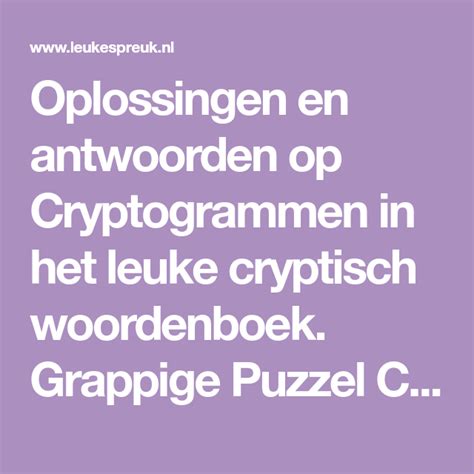 Illustratie van diverse cryptogrammen en hun oplossingen, met nadruk op de term 