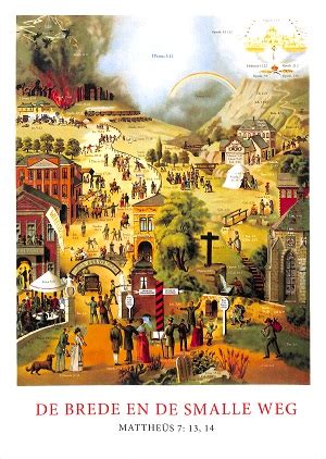 Een schilderij dat de brede, zondige weg en de smalle, vrome weg van het piëtisme symboliseert.