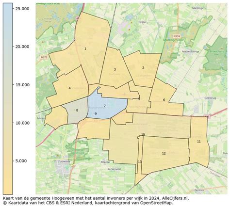 Kaart van de gemeente Hoogeveen met markering van de ligging