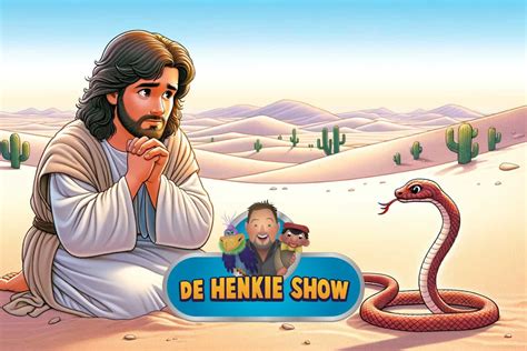 Illustratie van Jezus die de verzoekingen in de woestijn doorstaat.