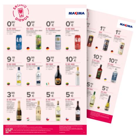 Cover of the SKONIŲ DIENOS promotional leaflet featuring alcoholic beverages.