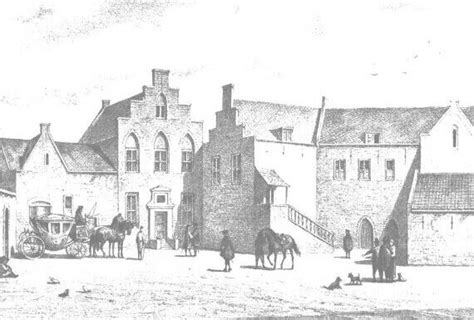 Illustratie van de Sint Walburgkerk in zijn vroegste vorm, zoals beschreven in de Tielse Kroniek.