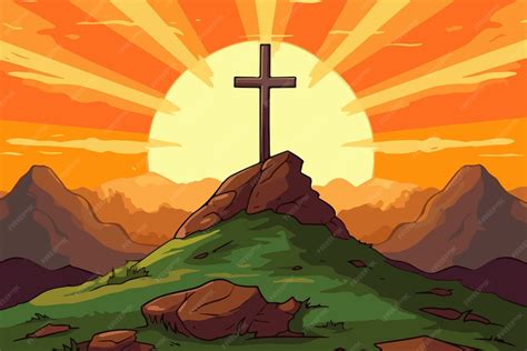 een illustratie van een gebroken kruis met daarin een lichtstraal die naar boven schijnt