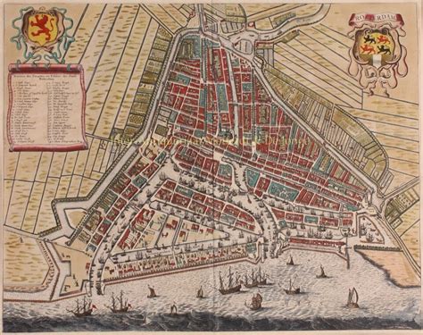 Historische kaart van Rotterdam met de havenaanleg in de 17e eeuw