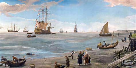 Illustratie van VOC-schepen op de Rede van Texel